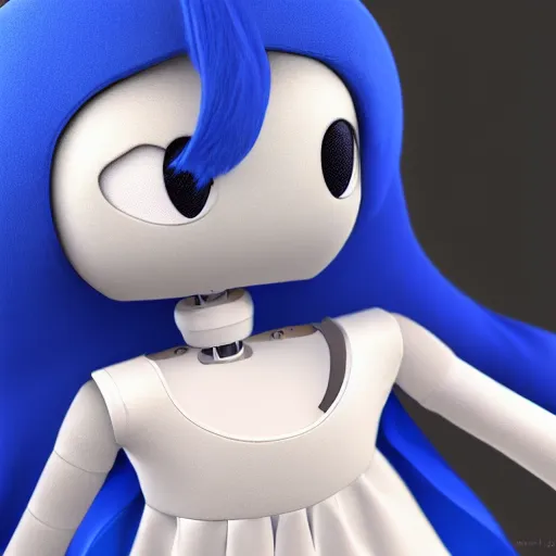 Prompt: cute fumo plush of a robot girl in a blue dress, velvet, vray