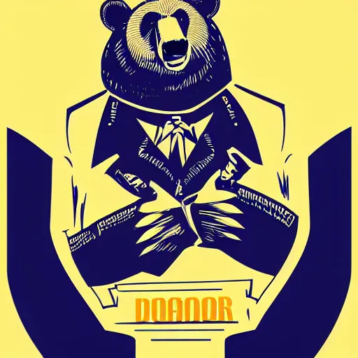 Image similar to Propaganda poster of a dictator bear, sticker, highly detailed, colorful, illustration, drama, smooth and clean vector curves, no jagged lines, vector art, smooth