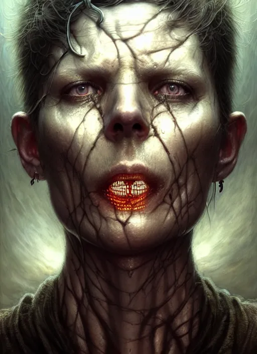 Prompt: closeup portrait shot of a psycho killer in a scenic dystopian environment, intricate, elegant, highly detailed, centered, digital painting, artstation, concept art, smooth, sharp focus, illustration, artgerm, tomasz alen kopera, peter mohrbacher, donato giancola, joseph christian leyendecker, wlop, boris vallejo