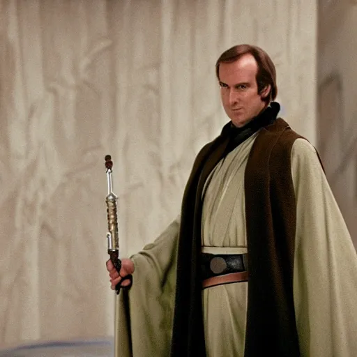 Image similar to bib Odenkirk as obi won Kenobi in the original star wars