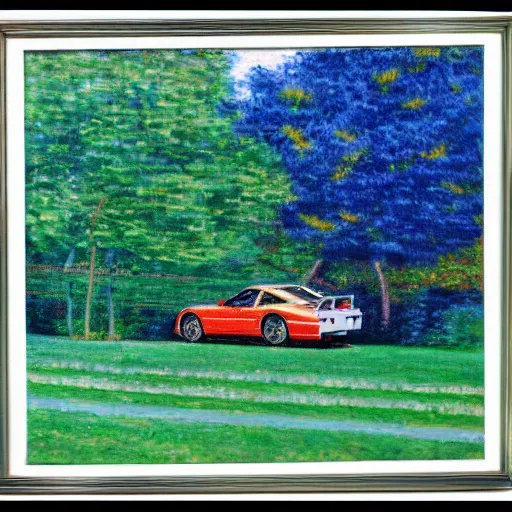 Image similar to 90s Japanese sports car in style of Monet,