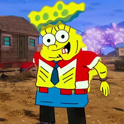 Prompt: SpongeBob in red dead redemption 2 4K detail