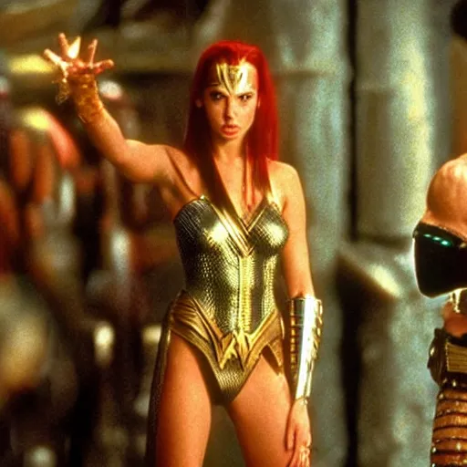 Image similar to film stll of gal gadot as lelu in the fifth element ( 1 9 9 5 )