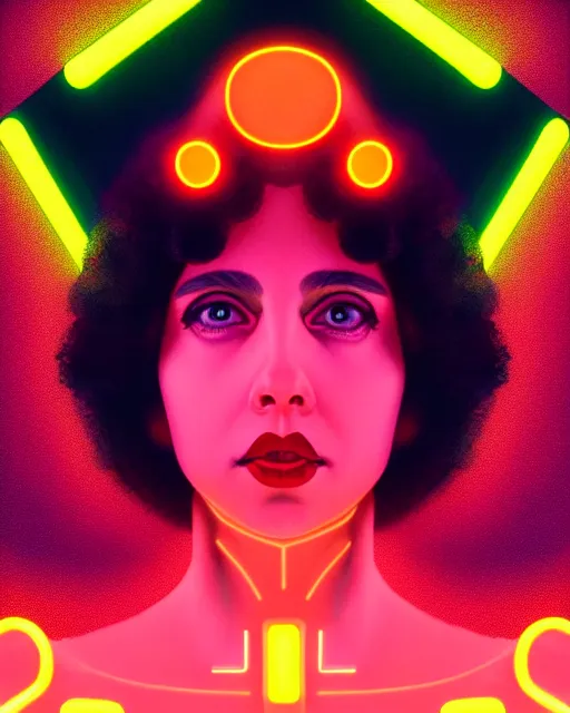 Image similar to symmetry portrait of poly styrene, neon, day glo, mannequin, sci - fi, tech wear, glowing lights intricate, elegant, highly detailed, digital painting, artstation, concept art, smooth, sharp focus, illustration, art by artgerm and greg rutkowski and alphonse mucha