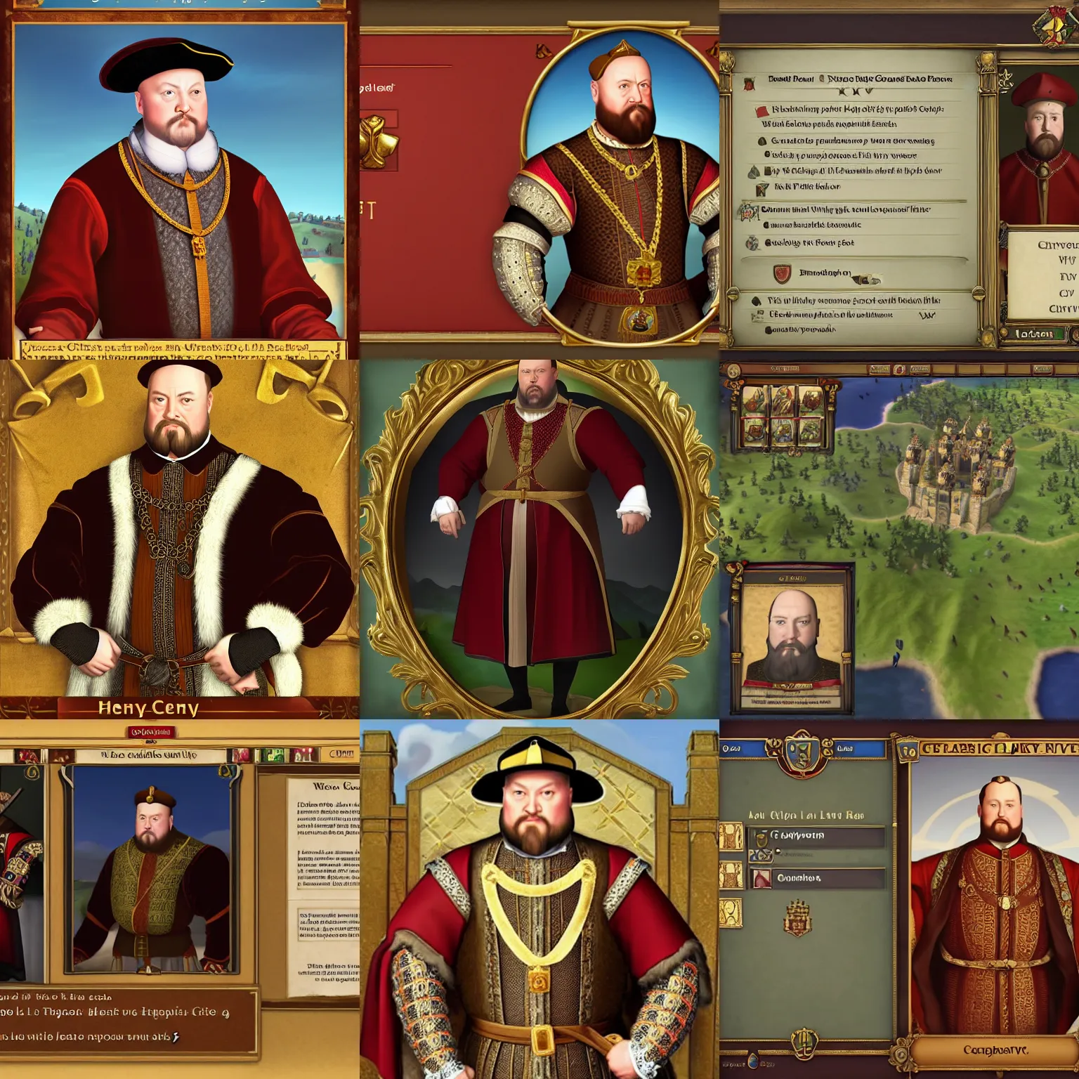 Prompt: Henry VIII as a Civ 6 leader, Civilization 6 leader screen