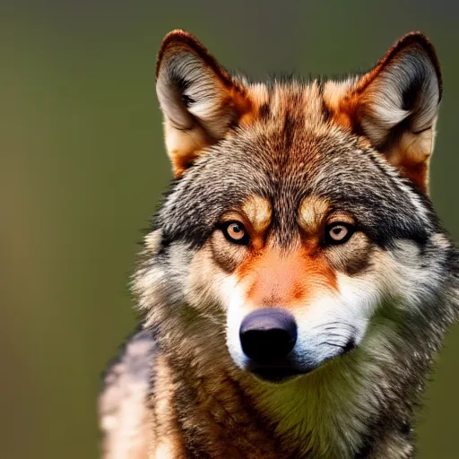 Prompt: professional photograph of a brown and tan wolf, high quality, hd, 8 k, 4 k, magnificent, award - winning, nature, nature photography, awe - inspiring, highly detailed, amazing