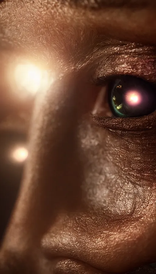 Image similar to a close up of very tired eyes, moody lighting, lens flare, atmosphere, glow, detailed, intricate, full of colour, cinematic lighting, trending on artstation, 4 k, hyperrealistic, focused, extreme details, unreal engine 5, cinematic, masterpiece