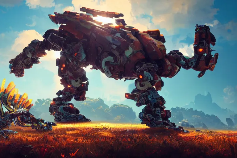 Image similar to shell - walker machine mecanical creature robot of horizon forbidden west horizon zero dawn bioluminiscence global illumination ray tracing hdr fanart arstation by ian pesty and alena aenami artworks in 4 k