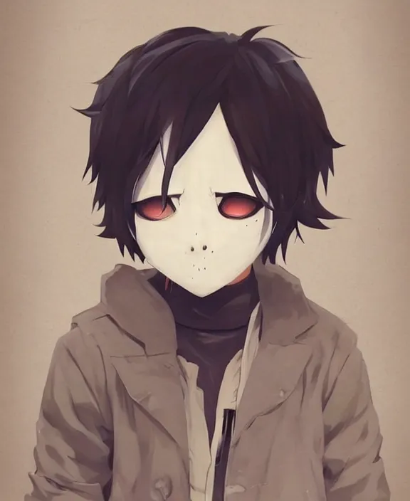 Prompt: cute little boy with black hair anime character inspired by jason voorhees, art by rossdraws, wlop, ilya kuvshinov, artgem lau, sakimichan, jakub rebelka and makoto shinkai, anatomically correct, extremely coherent, highly detailed, sharp focus, slasher movies, smooth, very realistic, symmetrical