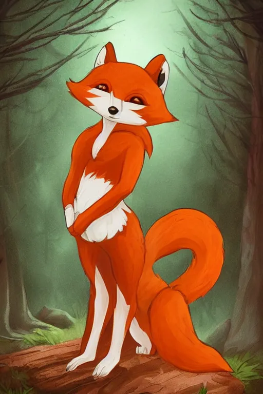 Image similar to a pretty medieval anthropomorphic fox with a fluffy tail in the forest, comic art, trending on furaffinity, cartoon, kawaii, backlighting, furry art!!!, radiant light, bokeh, trending on artstation, digital art