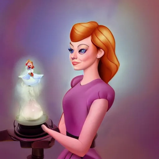 Image similar to emma stone as a disney princess, professional studio lightening, volumetric lightening, photorealism