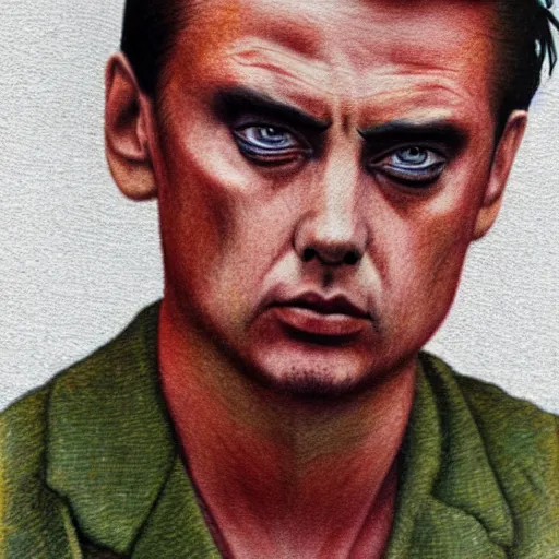 Prompt: coloured pencil illustration of Ian Brady, highly detailed, 8k, cinematic,