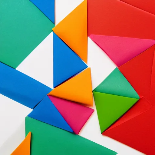 Image similar to origami architecture in multi colored paper, 3 d render, ultra detailed, on white background, studio shot