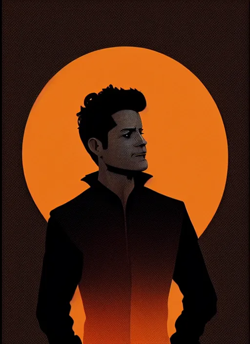 Image similar to silhouette of spanish singer alejandro sanza, vector art style, full shot, intricate, elegant, highly detailed, digital art, ffffound, art by jc leyendecker and sachin teng