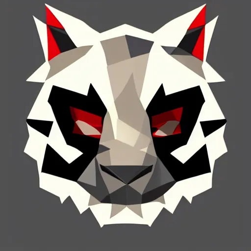 Image similar to a vector logo of rengar from league of legends, low poly,