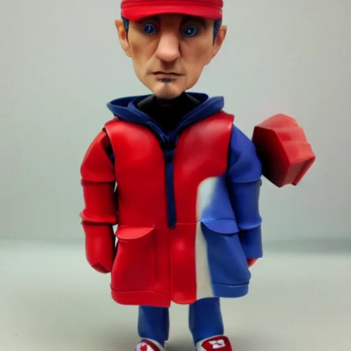 Image similar to tracey enim cosplay eminem, stop motion vinyl action figure, plastic, toy, butcher billy style