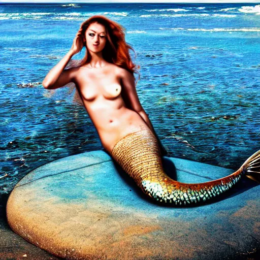 Prompt: french mermaid on the beach, 4 k