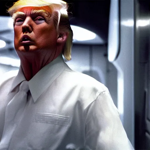 Image similar to donald trump in alien, movie scene, 8 k,