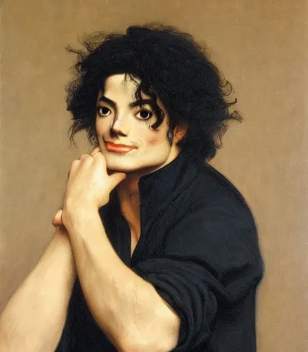 Image similar to portrait of michael jackson by frederic leighton, high quality, high detail