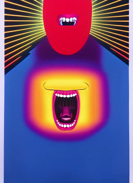 Prompt: insight of a men screaming by shusei nagaoka, kaws, david rudnick, airbrush on canvas, pastell colours, cell shaded!!!, 8 k