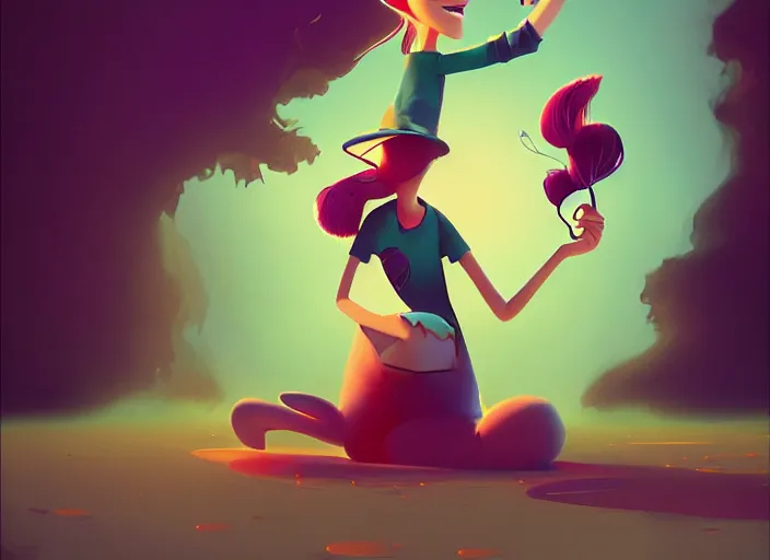 Image similar to pixar cartoon character of a tomboy girl being happy. style by petros afshar, christopher balaskas, goro fujita, and rolf armstrong.