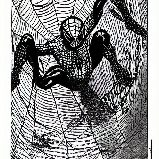 Prompt: ''spiderman drawed in the style of a Victorian Magazine Print''