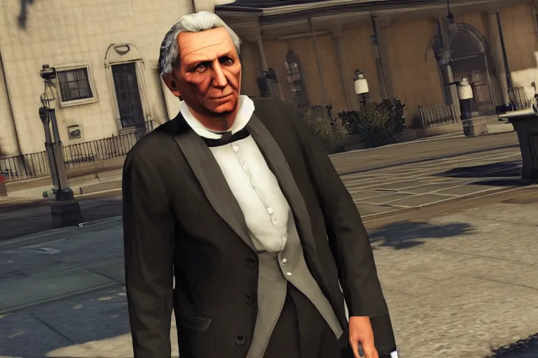 Image similar to president james monroe in grand theft auto v, ps 4, gameplay still