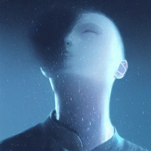 Prompt: 3 d, sci - fi, close - up, winter, moon, cinematic, fog, man esthete with disgust face, moon rays, vogue cover style, poster art, deep blue mood, intricate oil painting, high detail illustration, figurative art, multiple exposure, poster art, by tooth wu and wlop and beeple and greg rutkowski