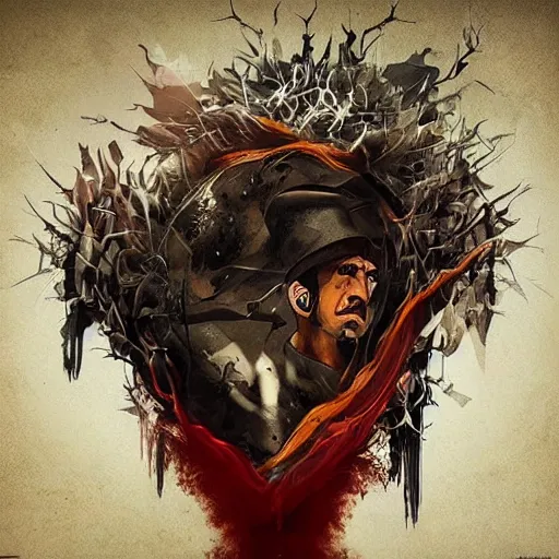 Image similar to epic album cover, serj tankian, tending on artstation, award - winning art