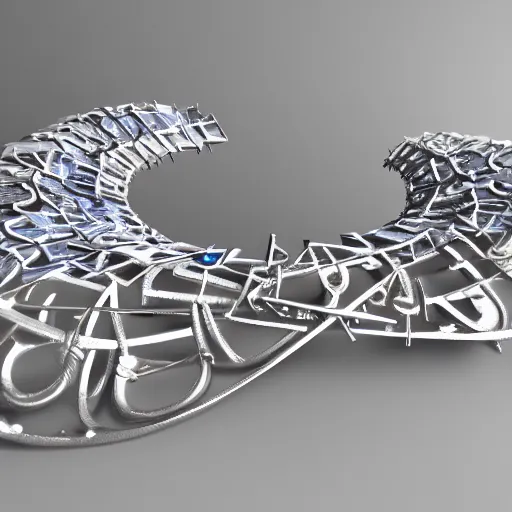 Image similar to abstract fractal shapes of jewels and silver, beautiful abstract sculpture with realistic render, high definition, octane, unreal 5, 3 d reflections
