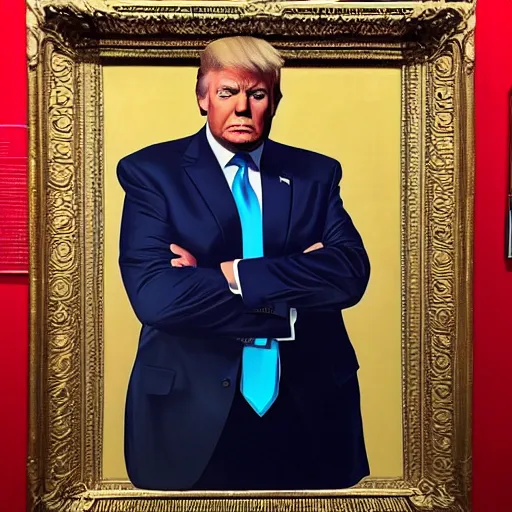 Prompt: Kehinde Wiley portrait of Donald Trump