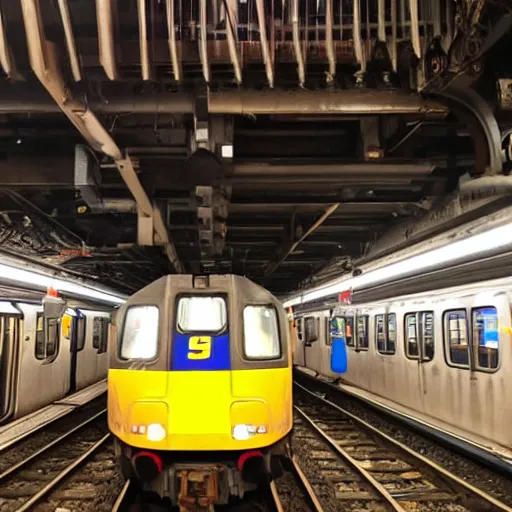 Prompt: csx locomotive in new york city subway