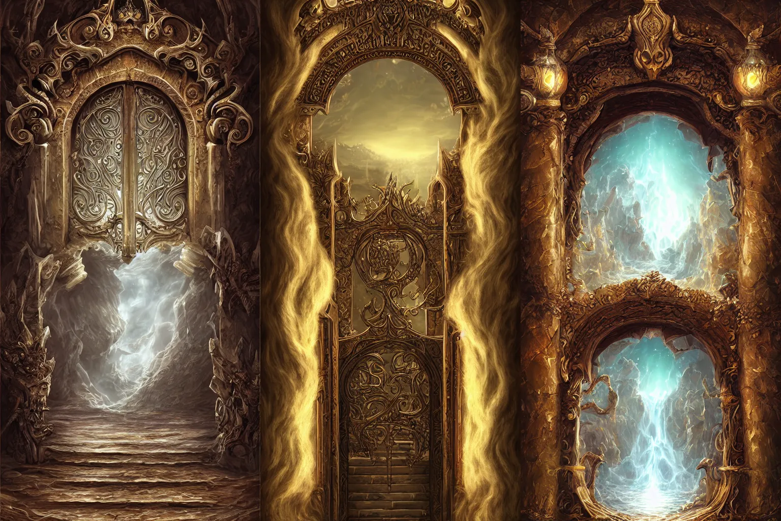 Prompt: the gate to the eternal kingdom of cream, fantasy, digital art, hd, detailed.