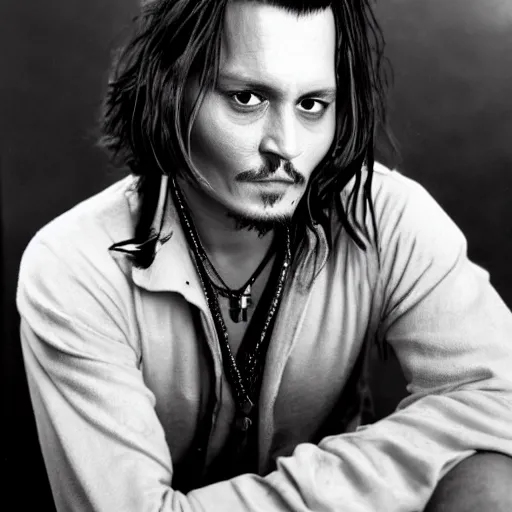 Image similar to photo of johnny depp with a ginger hair 2 1 year old girl studio portrait
