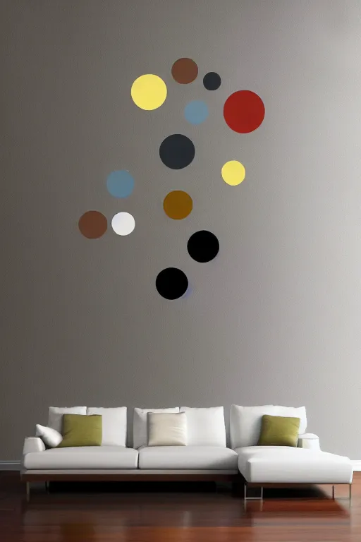 Prompt: mid century wall art modern design shapes atomic style