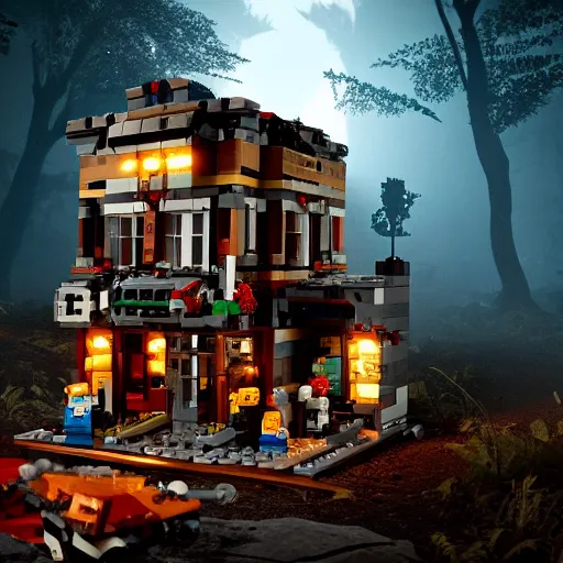 Prompt: evil dead movie lego set, unreal engine