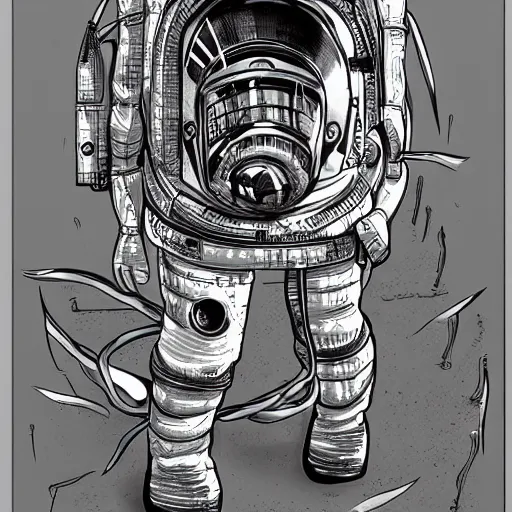 Prompt: astronaut, style of H. R. Giger