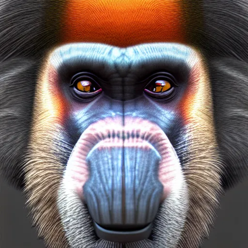 Image similar to digital art logo, gently smiling mandrill, big forehead, by Jonathan romeo , ultradetailed, trending on artstation,