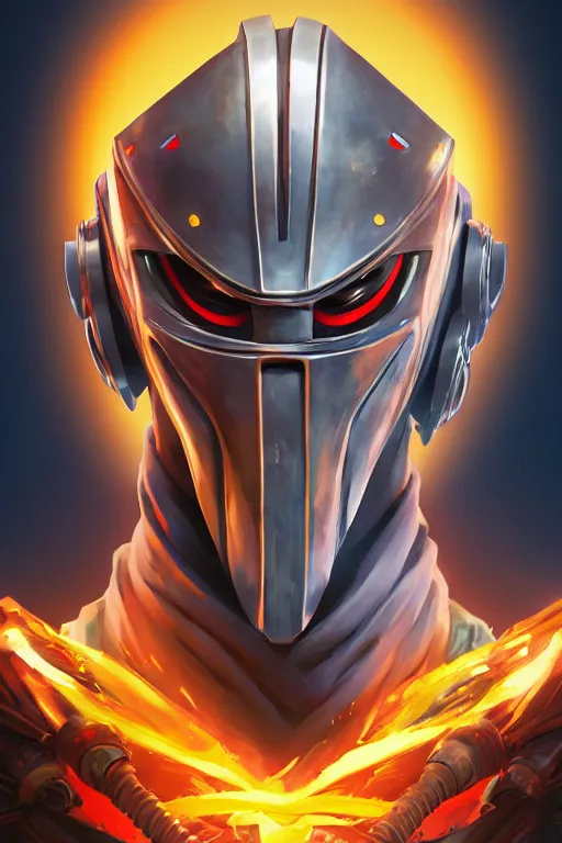 Image similar to epic mask helmet robot ninja portrait stylized as fornite style game design fanart by concept artist gervasio canda, behance hd by jesper ejsing, by rhads, makoto shinkai and lois van baarle, ilya kuvshinov, rossdraws global illumination radiating a glowing aura global illumination ray tracing hdr render in unreal engine 5