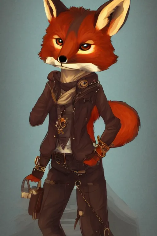 Prompt: a fox fursona, trending on artstation, by kawacy, furry art, digital art, steampunk, high quality, backlighting