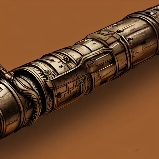 Prompt: steampunk lightsaber, 35mm, highly detailed, trending on artstation