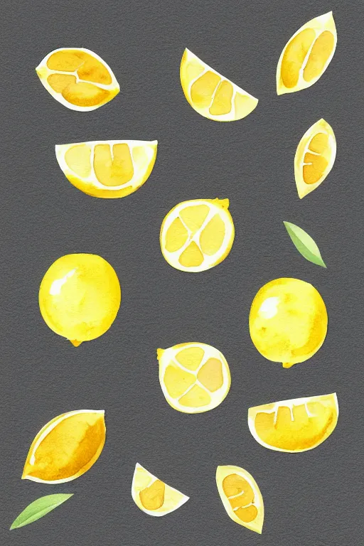 Image similar to minimalist watercolor art of a lemons on white background, illustration, vector art