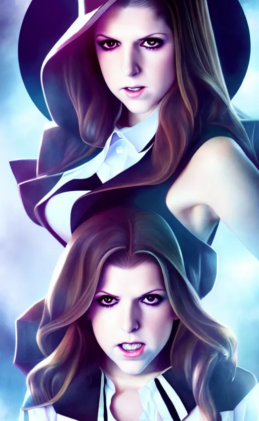 Prompt: ultra realistic, beautiful Anna Kendrick Zatanna DC Comics full body floating, on stage, symmetrical face symmetrical eyes, modern anime, fantasy, eerie, intricate details, atmospheric, elegant, super highly detailed, professional digital painting, artstation, concept art, 8k, art by artgerm and eiichiro oda and koyoharu gotouge