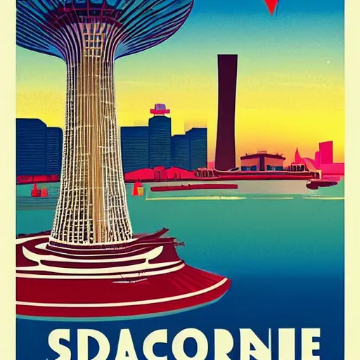 Image similar to Art deco tourism poster for Singapore