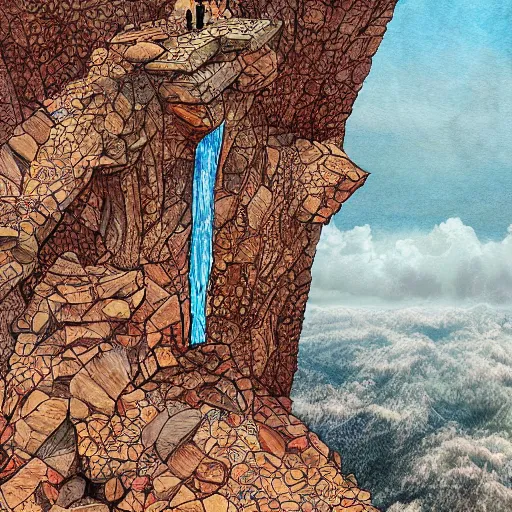 Image similar to Standing on the precipice of oppourtunity, cliffside picture, intricate details, digital painting