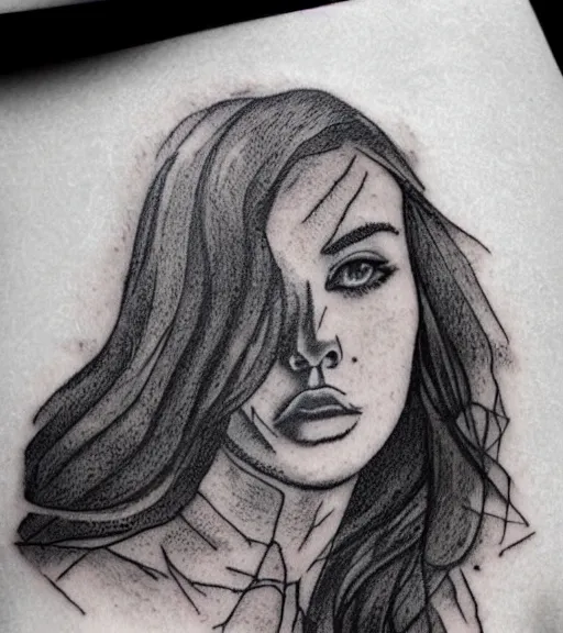 Image similar to realism tattoo sketch of a beautiful woman's face double exposure effect with beautiful nature scenery, in the style of matteo pasqualin, amazing detail, sharp, faded