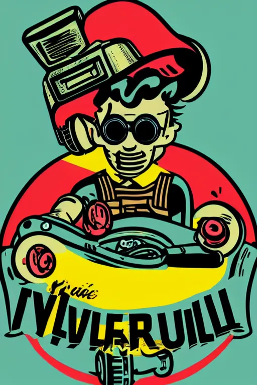 Image similar to fallout 7 6 retro futurist illustration art by butcher billy, sticker, colorful, illustration, highly detailed, simple, smooth and clean vector curves, no jagged lines, vector art, smooth andy warhol style