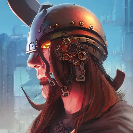 Image similar to cyberpunk viking helmet mask warrior goddess robot ninja fantasy, art gta 5 cover, official fanart behance hd artstation by jesper ejsing, by rhads, makoto shinkai and lois van baarle, ilya kuvshinov, ossdraws