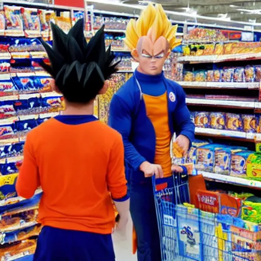 Image similar to Goku and Vegeta shopping at Walmart