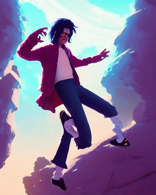 Image similar to michael jackson cosplaying as sully from monster's inc., stephen bliss, unreal engine, by greg rutkowski, loish, rhads, makoto shinkai and lois van baarle, ilya kuvshinov, rossdraws, global illumination, radiant light, detailed and intricate environment